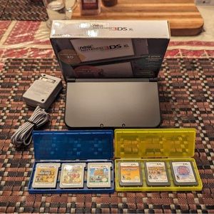 Nintendo 3DS XL Black - Complete in Box with 6 games and charger bundle